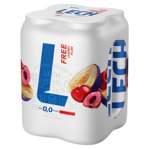 Piwo bezalkoholowe o smaku wiśni i śliwki alk. 0,0%  Lech 4 x 500 ml