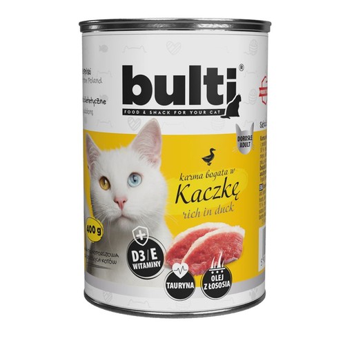 Karma mokra dla kotów bogata w kaczkę   Bulti 400 g