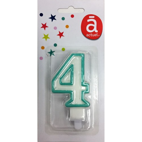 Świeczka urodzinowa "4" 7,5 cm Niebieska Actuel 1 sztuka