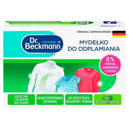 Mydło Dr. Beckmann do odplamiania, 100g. Bez perfum, barwników i chloru. Skoncentrowane działanie, biodegradowalne.