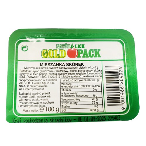 Mieszanka skórek kandyzowanych GOLDPACK 100 g