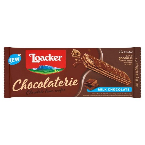 Wafle Chocolaterie w mlecznej czekoladzie Loacker 118 g