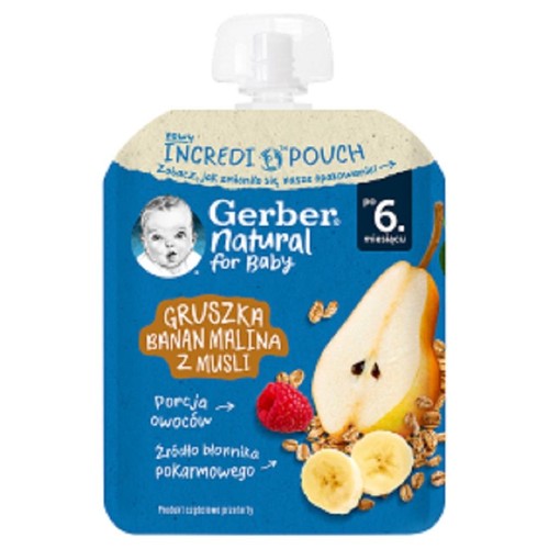 Mus gruszka banan malina z musli po 6 miesiącu Gerber 80 g