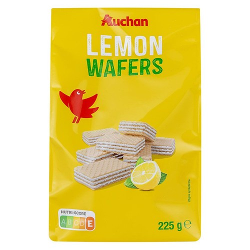 Wafelki przekładane kremem o smaku cytrynowym Auchan 225 g