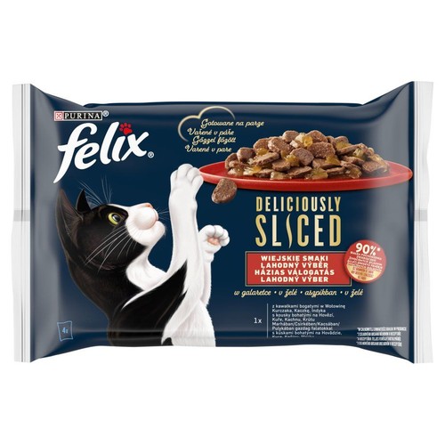 Karma mokra dla kotów Wiejskie Smaki w galarecie Felix 4 x 80 g