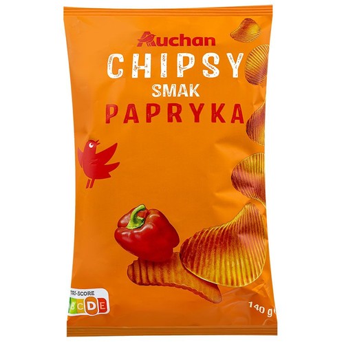 Chipsy ziemniaczane grubo krojone o smaku paprykowym Auchan 140 g