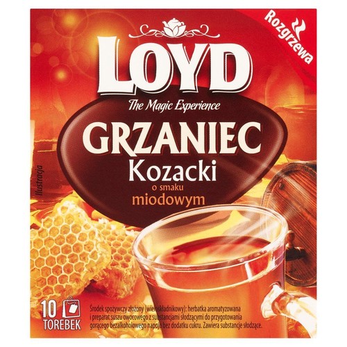 Grzaniec Kozacki o smaku miodowym herbatka aromatyzowana Loyd 10 torebek