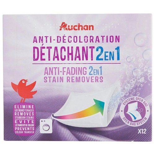 Chusteczki wyłapujące kolor 2 w 1      Auchan 12 sztuk