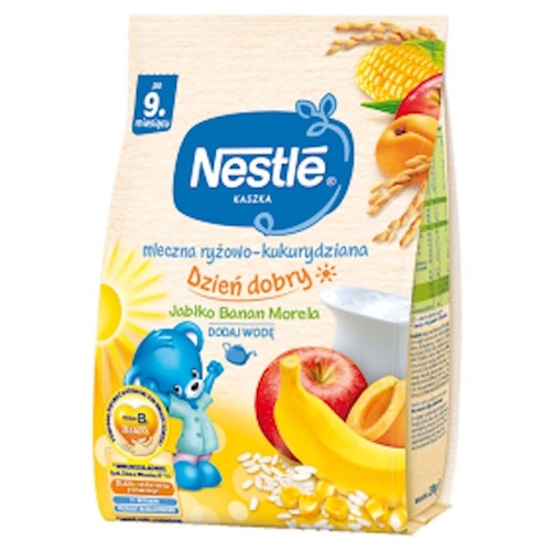 Kaszka mleczna ryżowo-kukurydziana jabłko. banan. morela po 9 miesiącu Nestlé 230 g