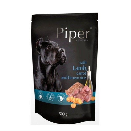 Karma mokra dla psów jagnięcina z marchewką i ryżem  Piper 500 g
