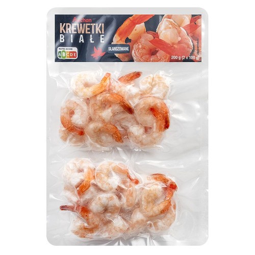 Krewetki białe blanszowane 51-60   Auchan 2 x 100 g