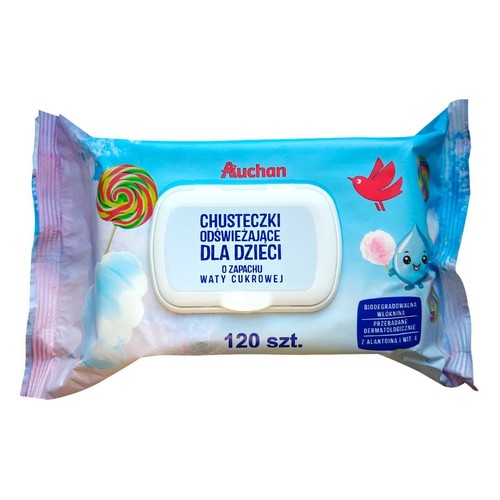 Chusteczki odświeżające Wata Cukrowa 120 szt.  Auchan 120 sztuk