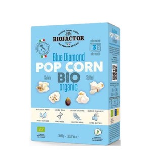 BIO Popcorn niebieski z solą do mikrofalówki bezglutenowy   BIOFACTOR 3 x 90 g