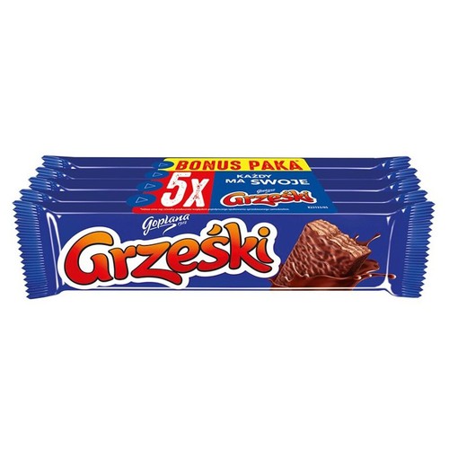Wafel przekładany kremem kakaowym w czekoladzie Grześki 5 x 36 g