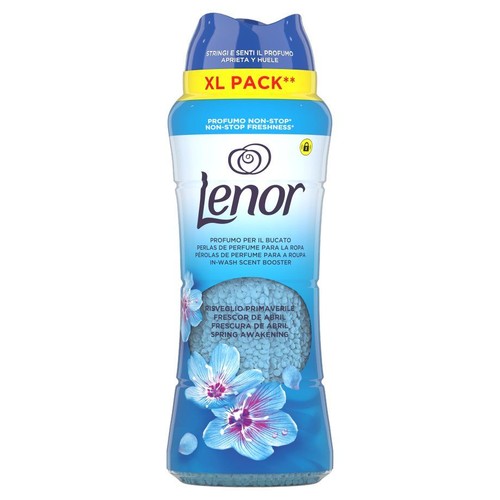 Lenor XL Pack, wzmacniacz zapachu do prania, zapach Wiosenne Przebudzenie. Niebieskie perełki w butelce.