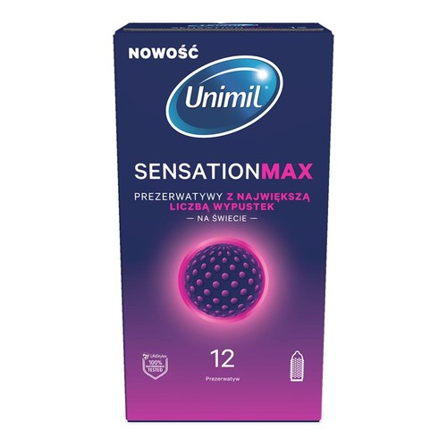 Prezerwatywy Sensation Max z dodatkowymi wypustkami Unimil 12 sztuk