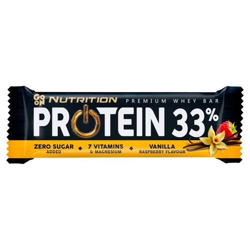 Baton proteinowy o smaku waniliowo-malinowym bez dodatku cukru Protein GO ON 50 g