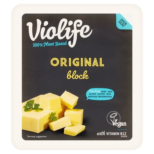 Violife Original block, 100% roślinny, wegański. Bez nabiału, soi, glutenu, laktozy, orzechów. Z witaminą B12.