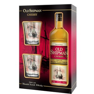Whisky szkocka cherry + 2 szklanki Old Shipman zestaw