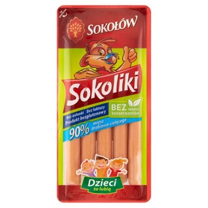 Sokoliki parówki drobiowo cielęce bez glutenu i laktozy Sokołów 140 g