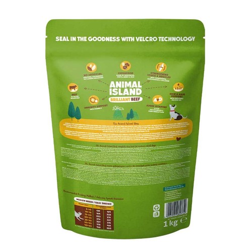 Karma sucha dla psów z wołowiną  Animal Island 1 kg