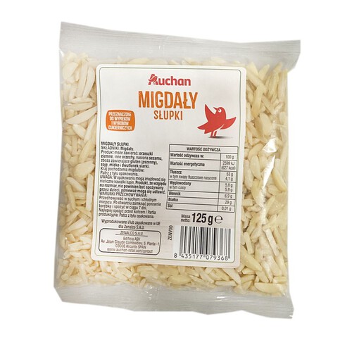 Migdały blanszowane w słupkach Auchan 125 g