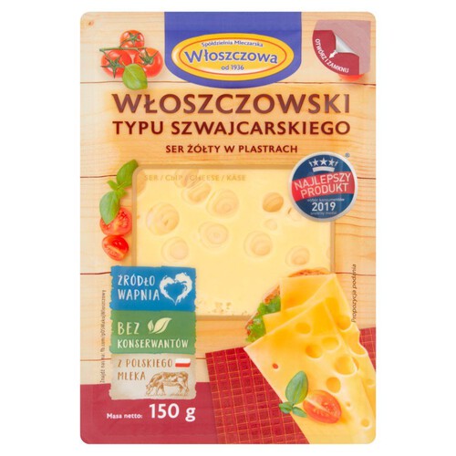 Ser żółty typu szwajcarskiego w plastrach Włoszczowa 150 g