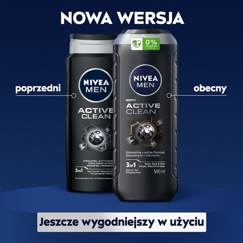 Żel pod prysznic Active clean NIVEA MEN 500 ml