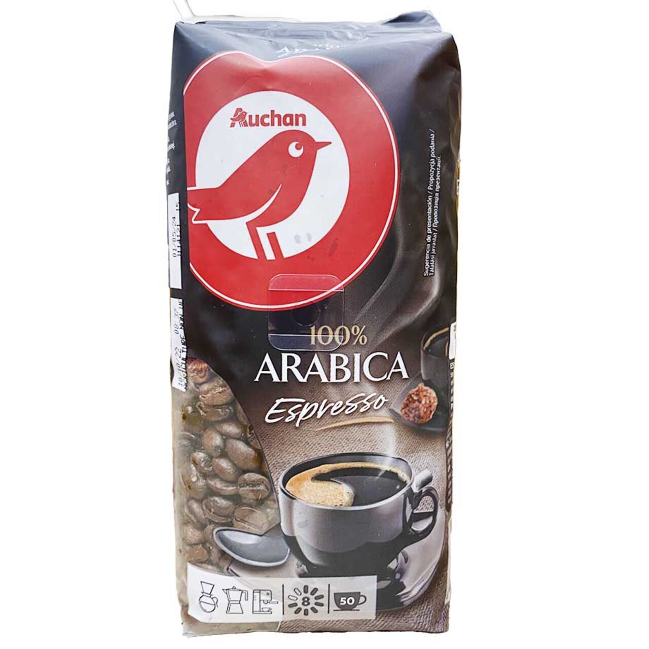 Kawa ziarnista Arabica Espresso intensywność 8/10 Auchan 250 g