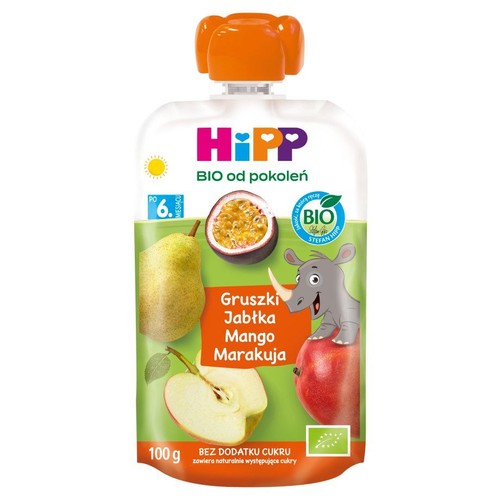 BIO Mus owocowy 100% gruszka jabłka mango marakuja HiPP 100 g