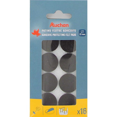 Zestaw podkładek filcowych z klejem o 22 mm  Auchan 16 sztuk