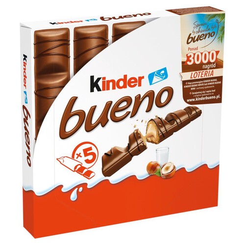 Wafelek czekoladowy wypełniony delikatnym mleczno-orzechowym nadzieniem Kinder Bueno 107,5 g