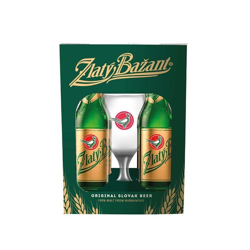 Zestaw piwo słowackie pilsner alk. 4,7% obj. + szklanka Zlatý Bažant 4 x 500 ml