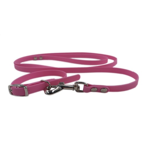Obroża 17-25 cm + smycz 120 cm różowa Auchan 1 sztuka