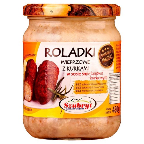 Roladki wieprzowe z kurkami w sosie śmietanowo - kurkowym Szubryt 480 g 