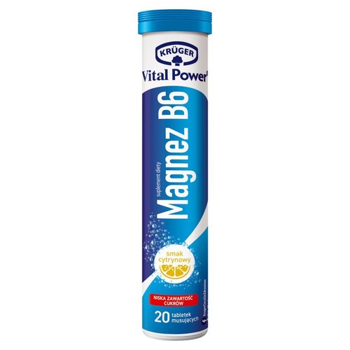 Vital Power Magnez + B6 smak cytrynowy 20 tabletek Kruger opakowanie