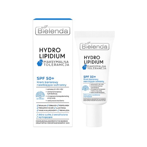 Krem barierowy nawilżająco-ochronny SPF50+ Hydro Lipidium Maksymalna Tolerancja  Bielenda  30 ml