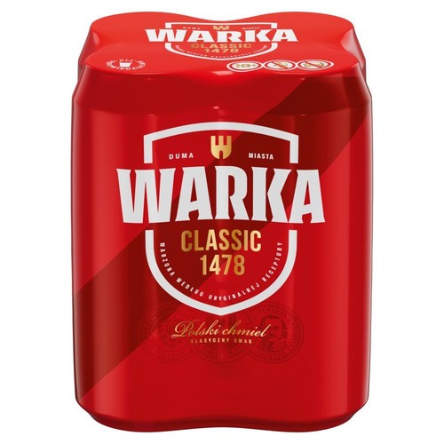 Piwo jasne Classic alk. 5,2% obj.  Warka 4 x 500 ml