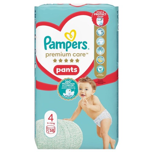 Pieluszki Premium Care Pants 4  9-15 kg  Pampers 58 sztuk
