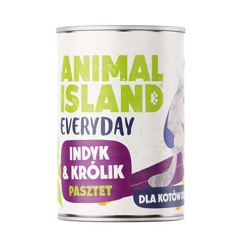 Karma mokra karma dla kotów z indykiem i królikiem Animal Island 400 g