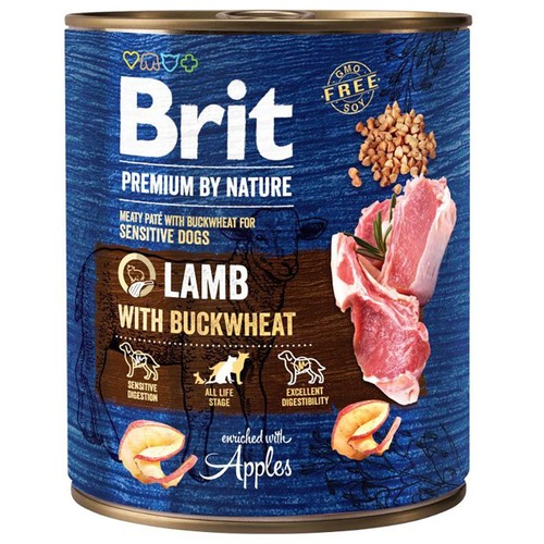 Karma mokra dla psów z jagnięciną i kaszą gryczaną Brit 800 g