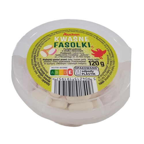 Pastylki pudrowe kwaśne fasolki Auchan 120 g