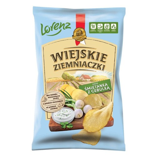 Chipsy ziemniaczane o smaku śmietanki z cebulką Wiejskie Ziemniaczki 130 g