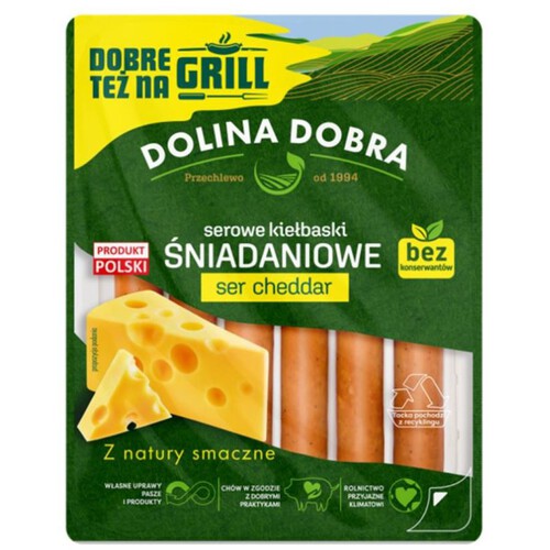 Serowe kiełbaski śniadaniowe ser cheddar Dolina Dobra 200 g