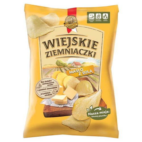 Chipsy ziemniaczane o smaku masła z solą Wiejskie Ziemniaczki 130 g