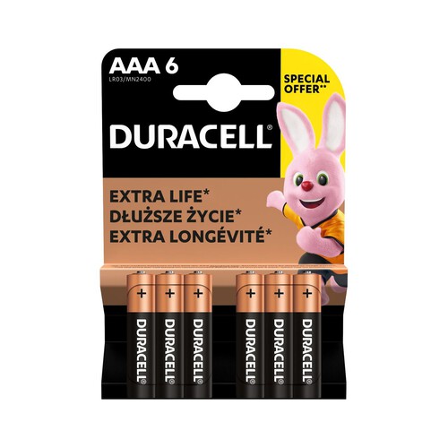 Baterie alkaliczne AAA (R3) Duracell 6 sztuk