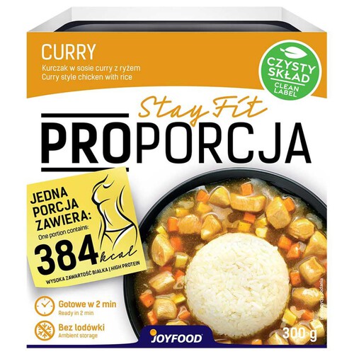 Kurczak w sosie curry z ryżem Proporcja 300 g