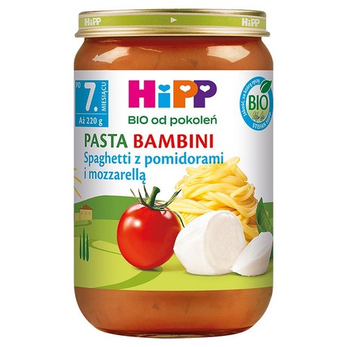 BIO Spaghetti z pomidorami i mozzarellą po 7 miesiącu HIPP 220 g