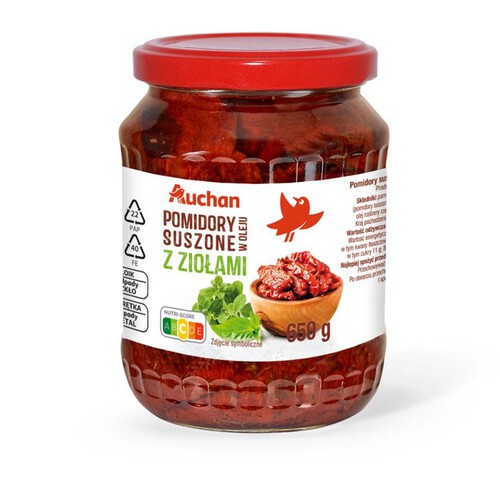 Pomidory suszone w oleju z ziołami Auchan 650 g