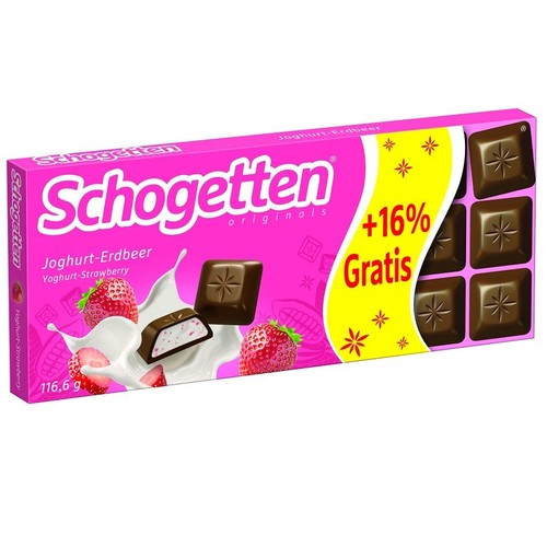 Czekolada mleczna z nadzieniem jogurtowo-truskawkowym Schogetten 116 g